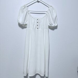 BE COOL White Puff Sleeve Midi Dress